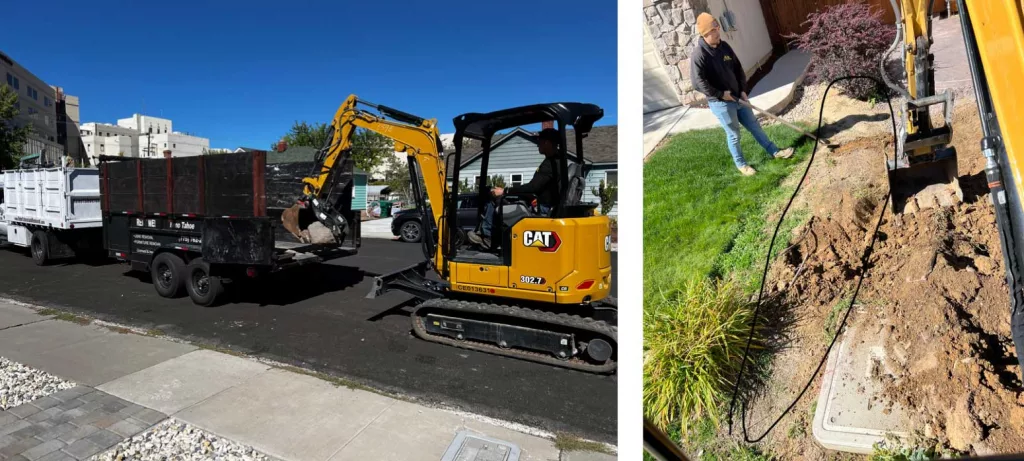 Caterpillar excavator loading Bay Area Demo and Hauling truck