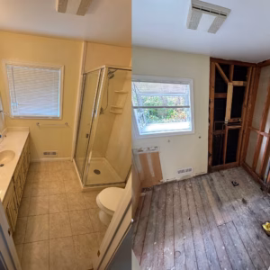 before and after bathroom demo