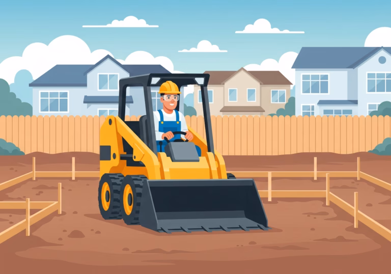 demolition worker driving a backhoe machine