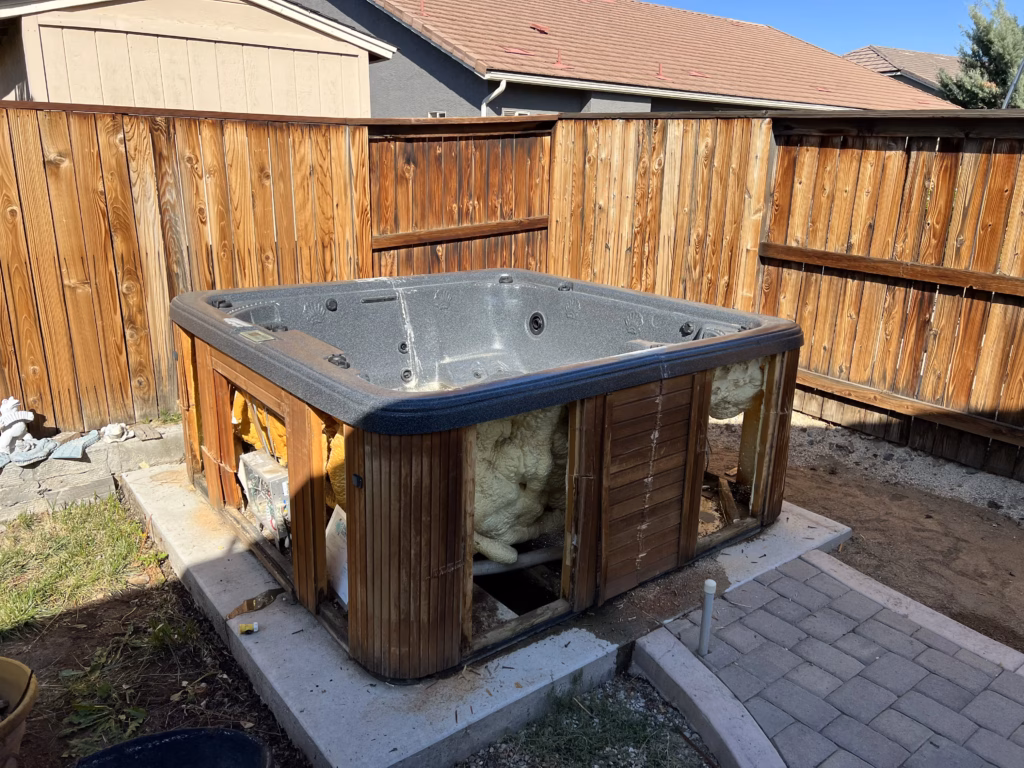 hot tub in yard
