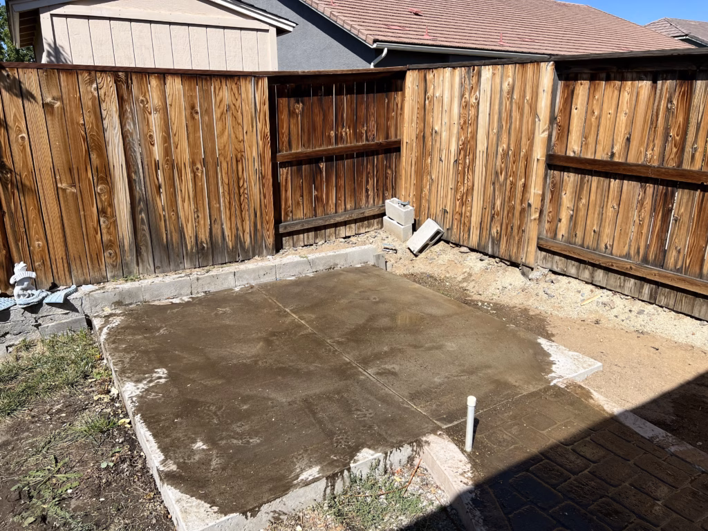 empty space in yard where hot tub was