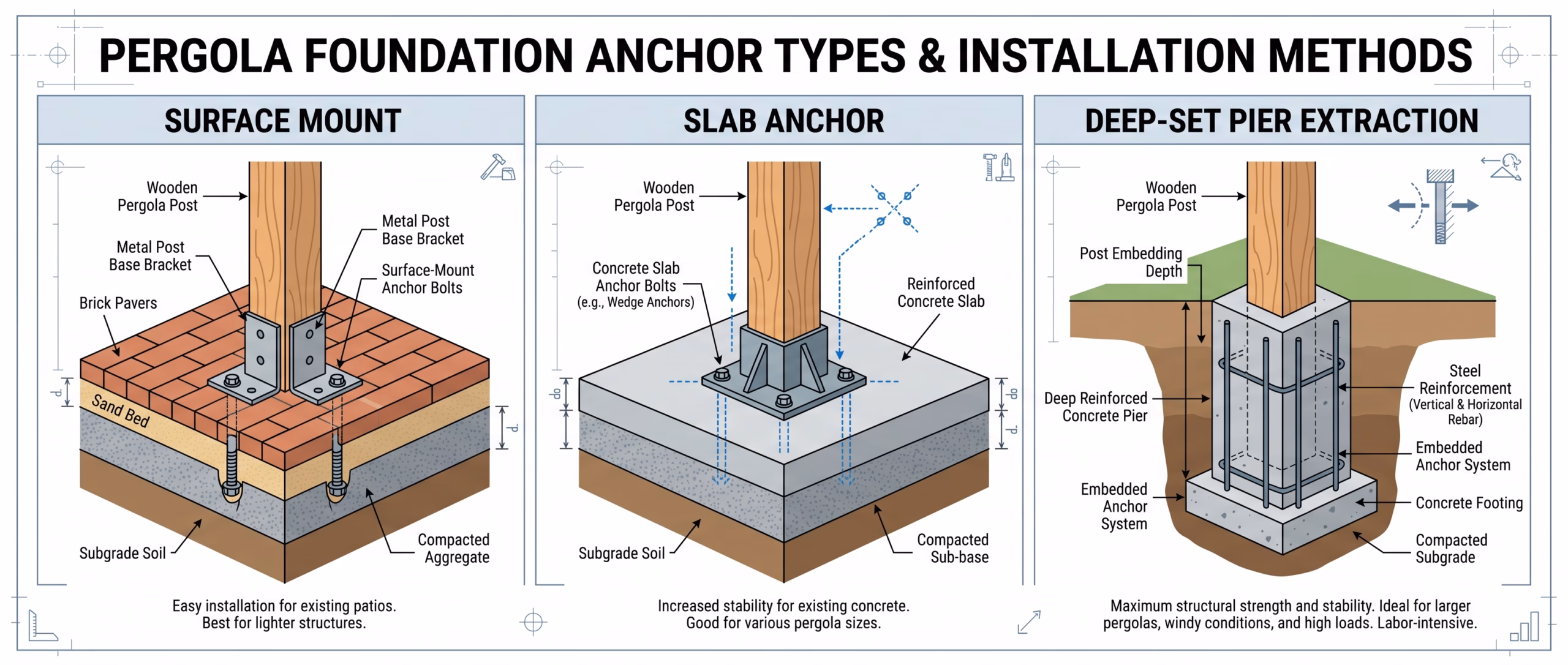 Pergola demolition and concrete footing removal process in San Jose
